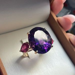 TCW 17.48 Amethyst and Ruby ring 14k